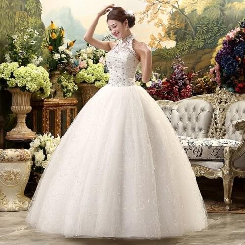 Wedding Dress Bride Hanging Neck Plus Size Lace Up Wedding Dresses Ball Gowns Dresses
