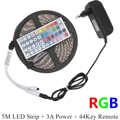 10M 5M RGB LED Strip 5M 5050 SMD LED Light Tape Flexible Ribbon Waterproof IR Remote Controller DC 12V Power Adapter Full set