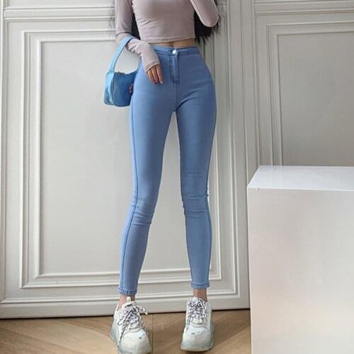 Europe High Waist Hip Lifting Jeans For Women Slim High Light New Bottom Elastic Tight Leggings Jeans Autumn Pencil Pants EP9