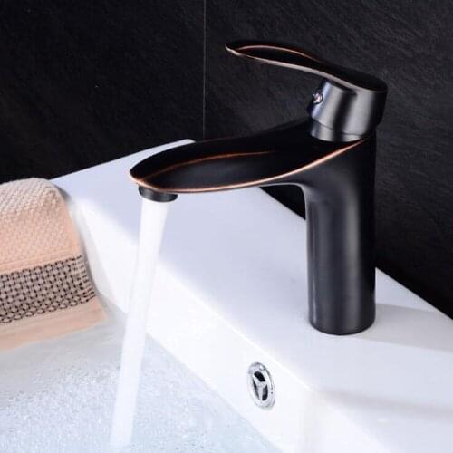 Vidric Bathroom Sink Faucet Black Mixer Tap Oil Rubble Bronze Bath Basin Sink Crane Hot and Cold Water Basin Faucets ELF1401B