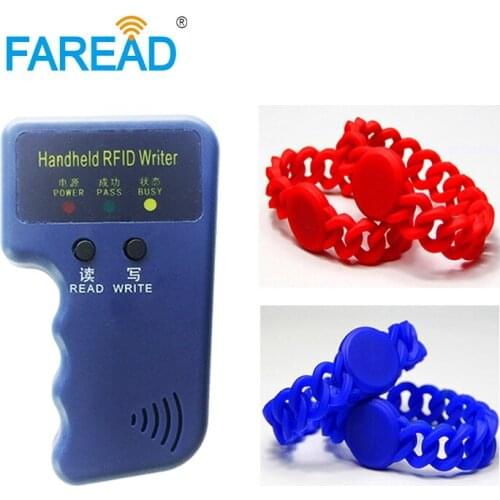 X1pc RFID Copier Writer Duplicator Programmer + x100pcs 125khz TK4100/EM4100/4305/EMT5577 RFID Wristband Free shipping