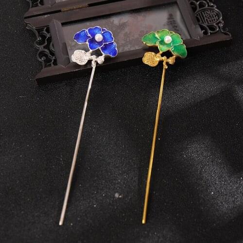 Leaf Shaped Antiques Hairpin Hanfu Hair Pin Chinese Style Hair Accessories Decoration for Women Short Long Hair A66