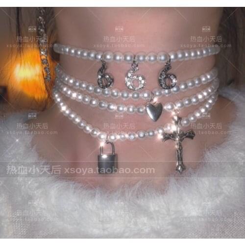 Simple Style Cross/Heart/666/Lock Jewelry for Women Long Pendants Necklaces Gothic Hip Hop Gift Necklace Collares Mujer