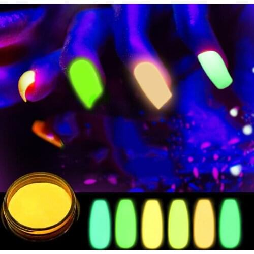 1g Ultrafine Fluorescent Nail Powder Neon Phosphor Colorful Nail Art Glitter Pigment 3D Glow Luminous Dust Decorations