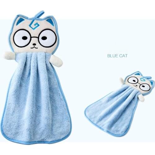 1Pcs Cute Cartoon Thick Polyester Hanging Towel Practical High-efficiency Water Absorption Hand Towel Kitchen Dishwashing Tools