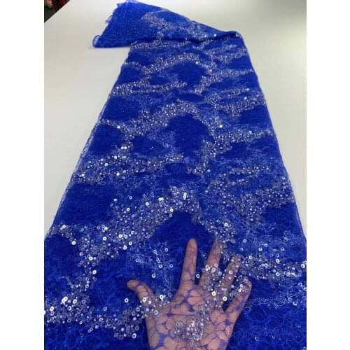 10 colors (5yards/pc) High quality French net lace delicate African tulle lace fabric with beads and sequins embroidery FXZ100