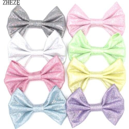 10Pcs/Lot Hot Sale Metallic Fabric Hair Clips Shiny Glitter 4'' Messy Bow Daily School Barrettes DIY Headwear Accessoires