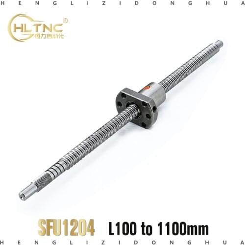 12mm shaft SFU1204 300mm 400mm 100mm-1600mm rolled ball screw C7 with 1204 flange single ball nut BK/BF BK10 end machined CNC