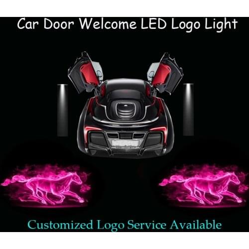 2x Purple Flaming Horse Car Door Welcome Ghost Shadow Spotlight Laser Projector Puddle LED Logo Light for Ford Mustang