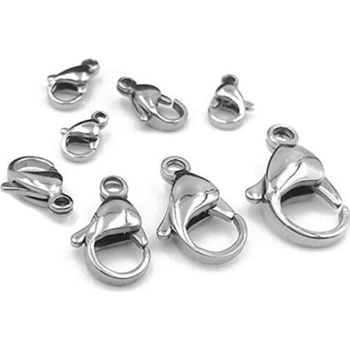 20pcs 304 Stainless Steel Lobster Clasps Claw Clasps Jewelry Fastener Hook for DIY Jewelry Necklaces Bracelet Making