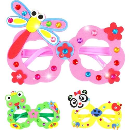 4Pcs DIY EVA Diamond Glasses Children Handmade Educational Toys Kindergarten 3D Glasses Paste Stickers Art Crafts Girl Kids Toy