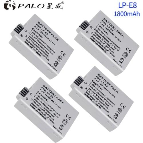 PALO 4 PCS LP-E8 Battery Pack Bateria LP-E8 Lp E8 For Canon 550D 600D 650D 700D X4 X5 X6i X7i T2i T3i T4i T5i DSLR Camera