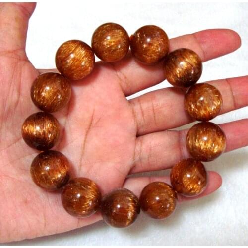 Free Shipping Natural Copper Rutilated Quartz Round Beads Bracelet Women Man Jewelry Accessories Weddings Parties Birthday Gift