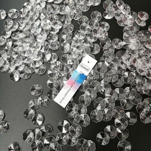 Camal 300pcs 14MM Lightweight Clear Loose Acrylic Octagonal Beads for Chandelier Lamp Curtain Wedding Party Hanging Part DIY