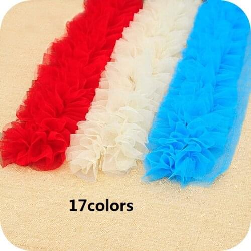 1Meters/lot 12cm wide Candy color Baby Lace 3D Mesh pleated lace trim clothing skirt baby clothes lace accessories X244