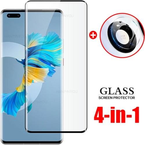 4 In 1 For Huawei Mate 40 Pro Plus RS Porsche 3D Full Cover Slim Tempered Glass For Mate40 Camera Lens Screen Protector Glass