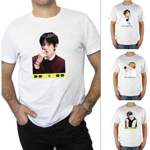 Men Clothing Army Bomb T Shirt Tops Tee Fashion Kpop Boys V JUNG KOOK Poster JIMIN RM SUGA JIN J HOPE K-pop Album Love Yourself