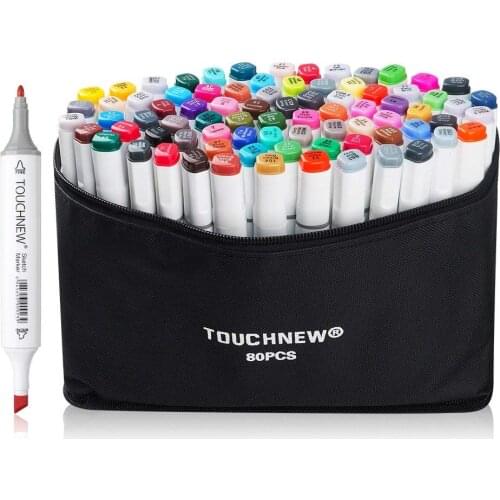 80 Color Set TOUCHNEW 6 Alcohol Graphic Art Twin Tip Pen Marker Animation Mango Drawing, 80-Pack