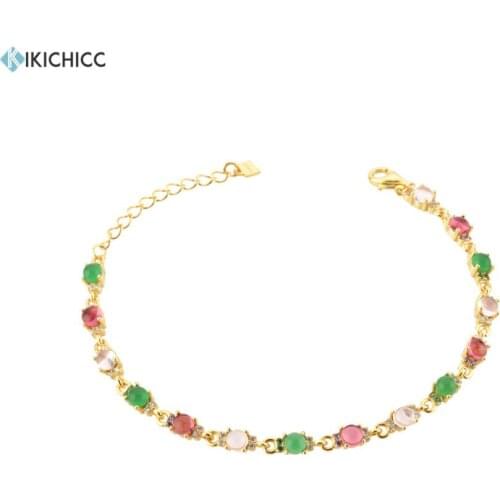 KIKICHICC 2020 New 925 Sterling Silver Gold Lofoten Island Green Rainbow CZ Chain Bracelet Women Luxury Fine Jewelry Luxury CZ