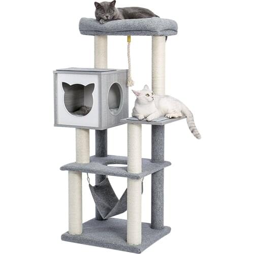 Cat Kitten Scratching Post Tree with Toy Mouse Top Level Bed for Relaxing Soft Sleep Scratch Sisal for Playing