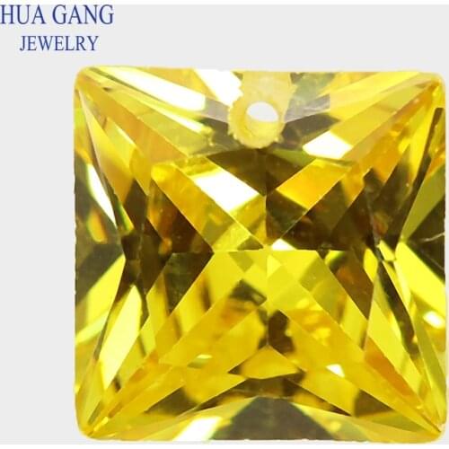 Single Hole AAAAA Square Shape Golden Cubic Zirconia Stone For Jewerly Making 4x4~12x12 High Quality