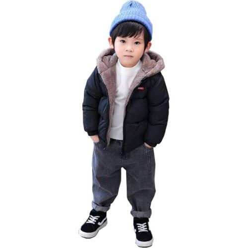 Baby Girls Jacket Autumn Winter Jacket For Girls Kids Warm Hooded Outerwear Coat For Boys Cotton-Padded Double-Sided Thick Outer