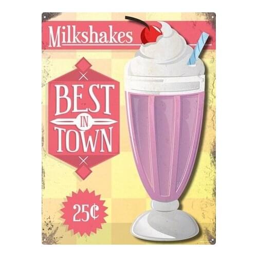 The Best In Town Creamy Milkshakes Vintage Tin Sign