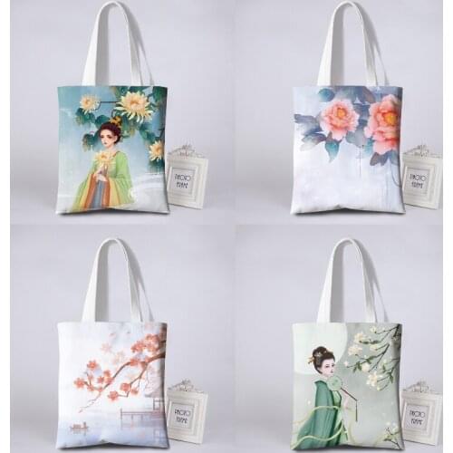 Cartoon little fresh girl landscape Handbags travel packaging womens bags cheap storage bags Home supplies Storage items Pouch