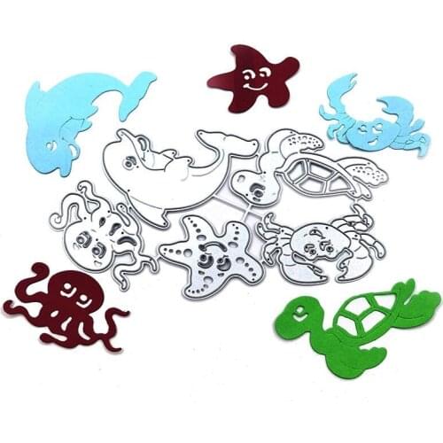 ZENRA Starfish Dolphin Squid Turtle Steel Metal Cutting Die Stencils Knife Mould For DIY Paper Card Making Decorative Scrapbook