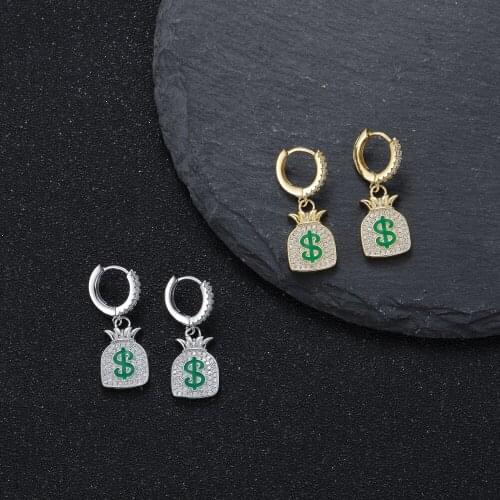 Hip Hop Bling Bling Brass Earrings Fashion stud earrings E027