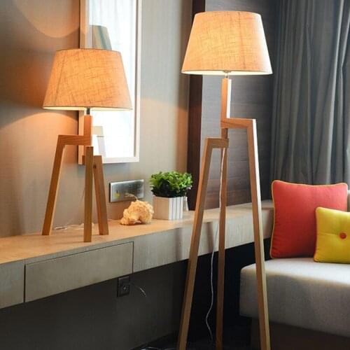 Wooden tripod floor lamp with Lampshade Bedroom Living room Kids Bed Side lamp modern japanese floor lamp stand light fixtures