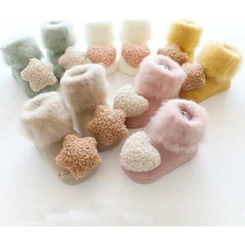 Cute Baby Socks Stereo Doll Socks Autumn Winter Mid Stocks Velvet Thickening Brush Furry Newborn Floor Socks 0-18 months