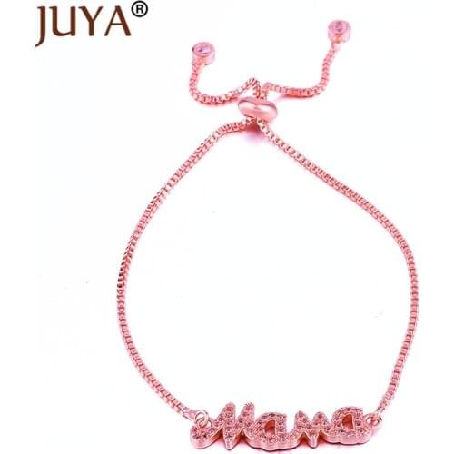 Popular Trendy Mama Bracelets for Women Mother Gift Gold Rose Gold Black Chain Adjustable Letter Charm Bracelet Bangle