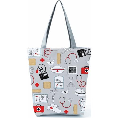 Portable Fashion Printed Nurse Handbag Outdoor Trip Waterproof Beach Bags for Women Large Capacity Ladies Shopping Shoulder Bag