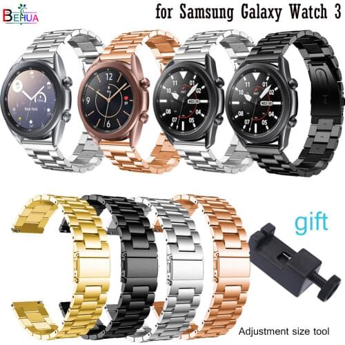 BEHUA Stainless Steel Watchband for Samsung Galaxy Watch 3 41mm 45mm strap wristband Replacement 20mm 22mm watchband Bracelet