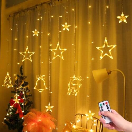 Christmas string lights Curtain Fairy Lights Garland Led Wedding Party Christmas For Window Home Outdoor Decor
