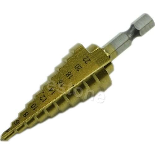 Hex Titanium Step Cone Drill Bit Hole Cutter 4-22mm HSS 4241 For Sheet Metal New