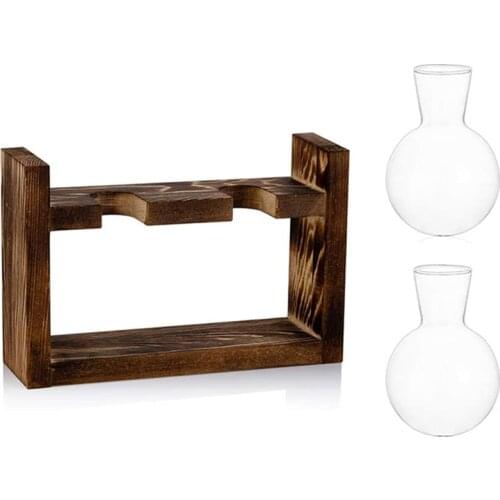 Propagation Station Glass Planter Vase Terrarium Tabletop Plants Desktop Spherical Shape Glass Vase Wooden