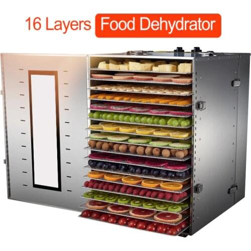 Food dehydrator vegetable fruit meat herbal tea fish dryer stainless steel commercial pet food drying machine 16 layers 220 V