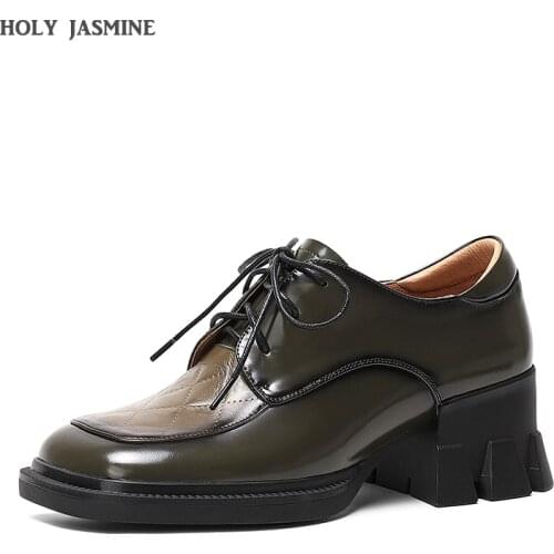 Cross Tied Shoes Woman Heels 2021 New High Heels Pumps Female Spring Genuine Leather Working Office Lady Platform Women Shoes