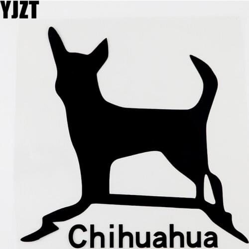 YJZT 15CMX14.6CM Creative Animal Chihuahua Vinyl Car Sticker Decal Black/Silver 8C-0217