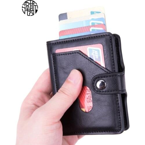 Zenos Pu Leather RFID Blocking Pop Up Card Holder Case Multifunction Slim Wallet For Unisex