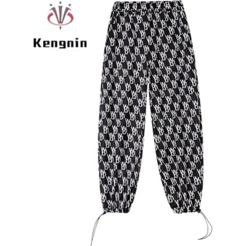 Womens Trousers 2021 Summer Loose Plus Size 6XL Ladies Bloomers Print Letter Elastic Waist Pants Casual Femlae Capris KE1573