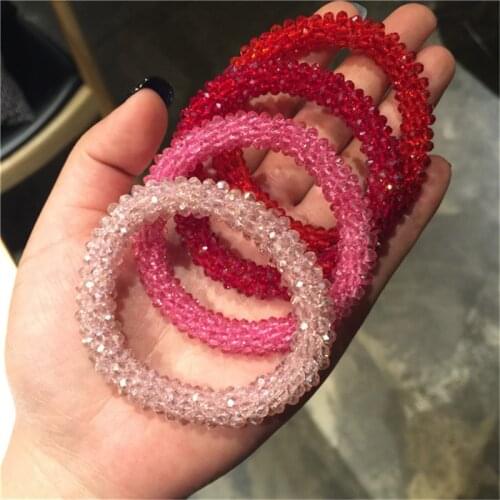 Girls Crystal Beads Hair Rope Beauty High Elastic Hair Bands For Women Hair Jewellery Handmade Pearl Scrunchy Hair Accessories