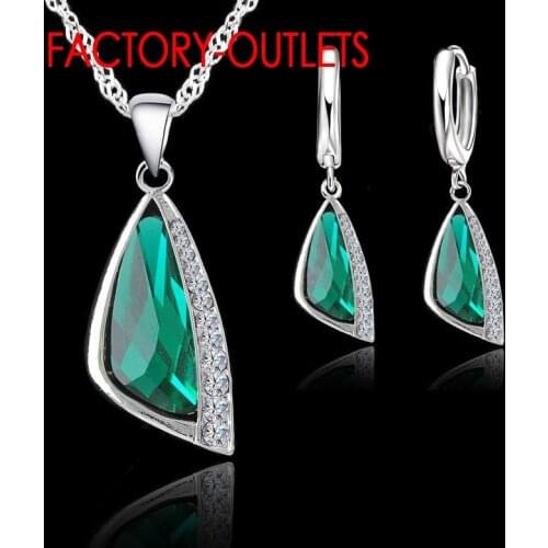 925 Sterling Silver Brital Fasshion Jewelry Set Geometric Austrain Crystal Women Girls Engagement Anniversary Wholesale