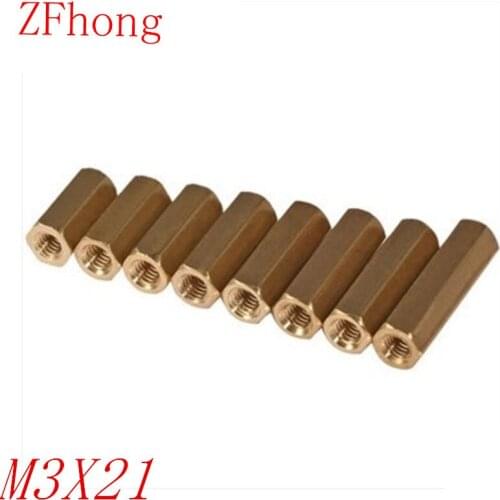 100PCS M3 Brass Hex Standoff M3 x 21 M3*21 Female to female Brass spacer standoff