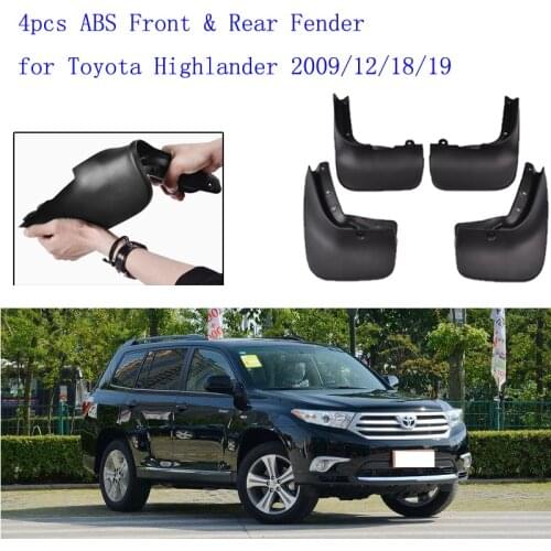 4pcs ABS Front & Rear Fender for Toyota Highlander 2009/12/18/19 Car Mud Flaps Splash Guard Mudguard Mudflaps Accessories