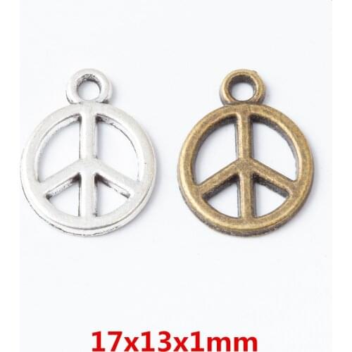50 pcs Vintage zinc alloy charms Peace sign pendant DIY Bracelet Necklace metal jewelry accessories Makings 6654