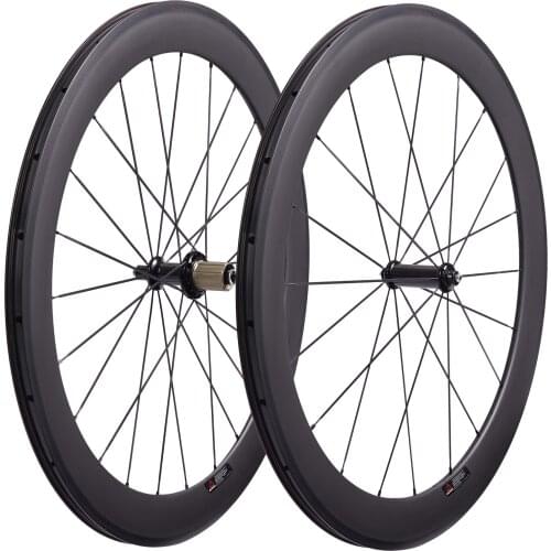 60mm Road Bike Wheel Set 700C 25mm Wide Full Carbon Fiber Rim Brake Tubular Wheels with B1tex R13 V-brake Hubs 20/24 Holes
