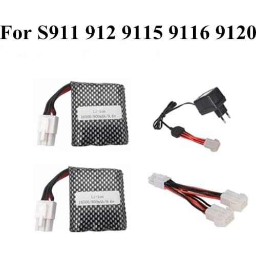 9.6V 800mAh li-ion Battery for S911 912 9115 9116 9120 RC Car Monster Truck Parts 9.6 v 16500 15C Battery Charger Set